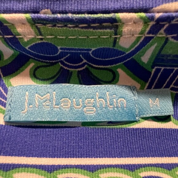 JMcLaughlin Contemporary Bright Blue and Green Patterned Skirt in Size M. - Picture 3 of 4